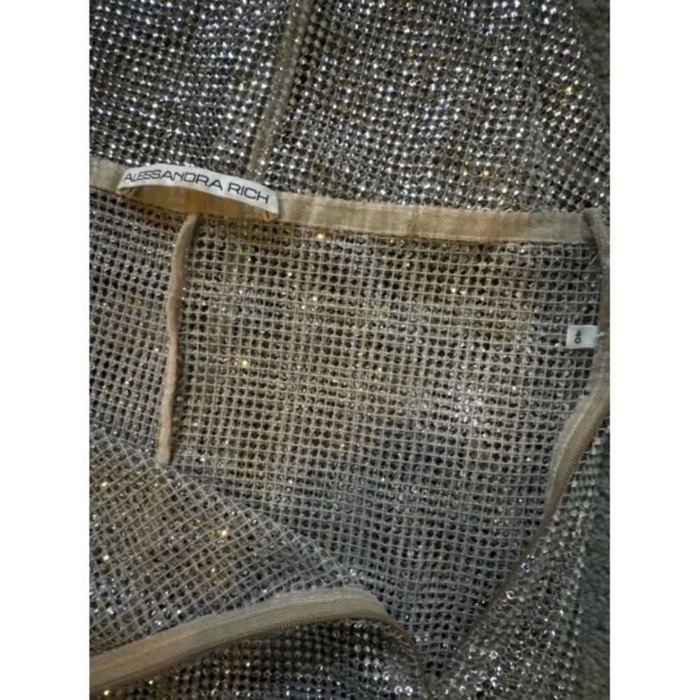 ALESSANDRA RICH Silver Crystal Sheer midi skirt ππππ - Picture 4 of 6